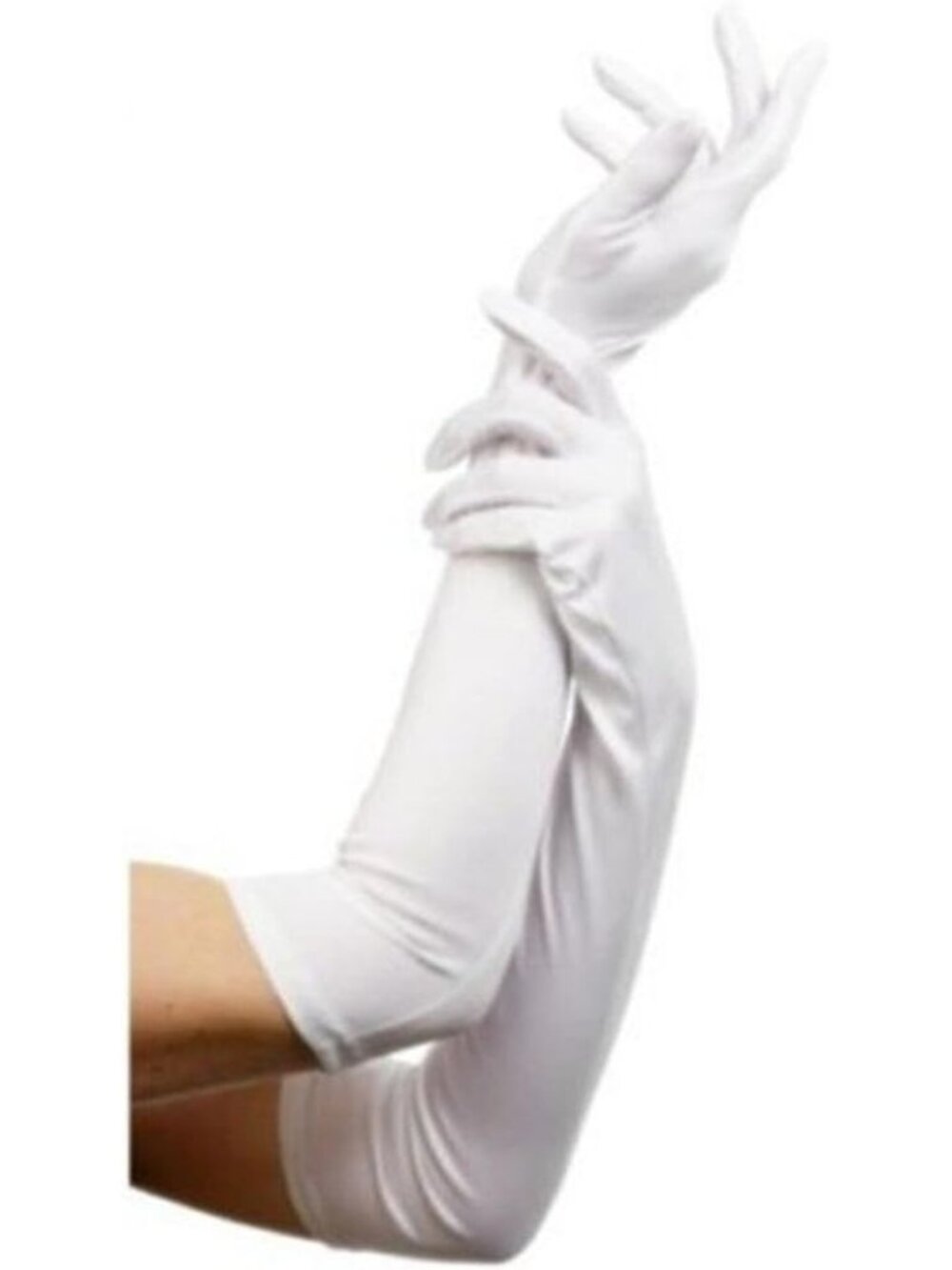 Women's White Finger Mittens Over Elbow Long Classic Evening Satin Opera Gloves